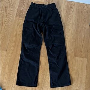 Black Cargo Pants with Elastic Waistband